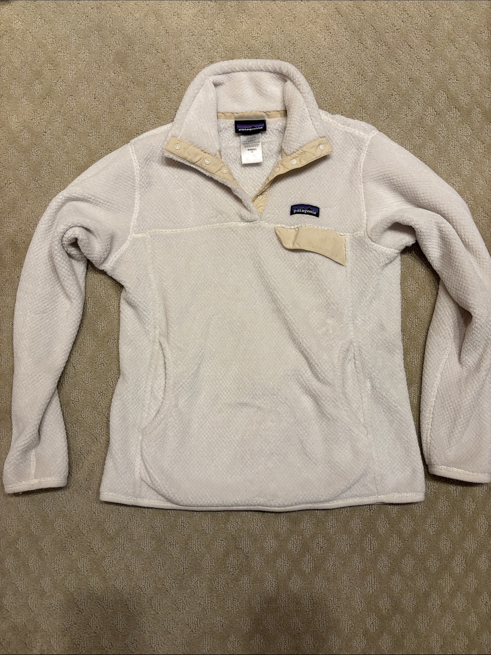 Patagonia Cream Cowl Neck Fleece Pullover